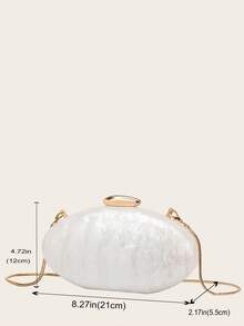 2025春季时尚婚礼手拿包，亮面亚克力树脂欧美风晚宴包，独特蛋形单肩包，适合搭配派对礼服和新娘配饰 - 白色 - 查看 7