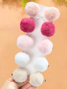 10pcs/Set Cute Fluffy Pom Pom Hair Clips, Includes Pink, White, Beige And More, Soft Colorful Pom Pom Side Clips - Suitable For Girls And Women, Create A Gentle And Adorable Look For Daily, Outing, Date, Party, School, Valentine's Day Gift, 2026 New Year Present,Summer,Holiday,Travel - Multicolor - View 2