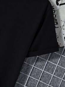 Men's Exclusive Text Graphic Black Customized T-Shirt - Black - View 5