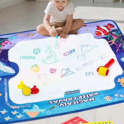 儿童魔法水彩画垫，彩色书写绘画涂鸦布，附赠2支水彩画笔