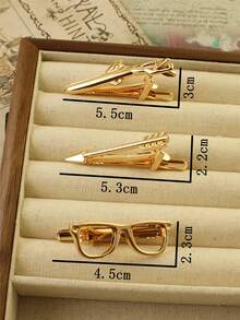 1pc Punk Style Personalized Gold-Tone Tie Clip, Suitable For Men's Formal Occasions - Gold - View 3