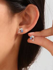1 Pair Geometric Creative Vintage Unique Elegant Casual Korean Style Earrings - Baby Blue - View 7