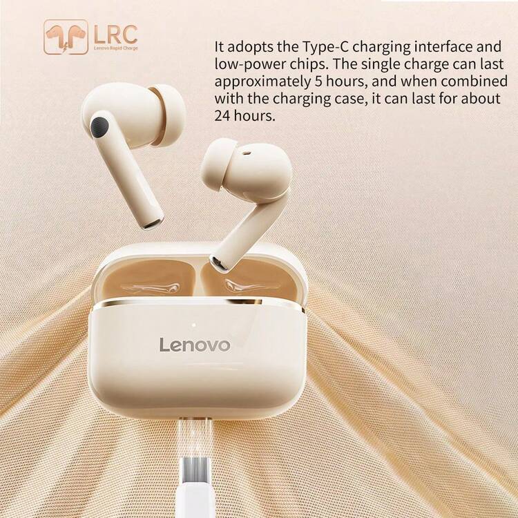 Lenovo Tai nghe không dây nhét tai cổ điển, kết nối Bluetooth 5.4, chất lượng cao, thời lượng pin dài, thiết kế công thái học, vừa vặn thoải mái, tương thích rộng rãi với nhiều thiết bị, khử tiếng ồn thông minh, tai nghe thể thao. - Hoa anh đào trắng - Xem 5