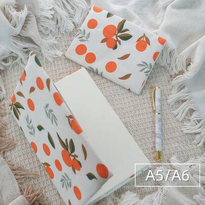 Funda para cuaderno con patrón naranja, tamaño A5/A6, funda protectora suave para diario y planificador