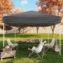 Carpa plegable de 10 x 10 pulgadas - Pabellón exterior de altura ajustable - Gazebo plegable de fácil instalación con bolsa de transporte, 4 sacos de arena, estacas y cuerdas tensoras - Ideal para fie - Gris - Ver 1