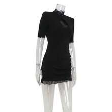 Hot Selling New Fashionable And Sexy Hollow Lace Patchwork Hip Hugging Dress For Women's Clothing - 黑色 - 查看 5