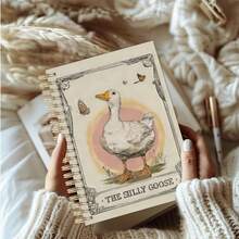 1 Cute "Cute Goose" Spiral Notebook Diary, Retro Pink Beige Cover With Goose Pattern, White Binding And Inner Pages, Compact Handbook, Dot Matrix/Illustration Pages, Suitable As A Cute Gift For Gifts, Office And Art Supplies - 1 - View 6