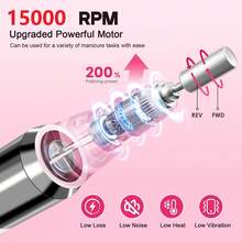 升级版无线电动美甲钻，配备12个钻头，便携式电动修甲美足工具，电动指甲抛光器，500mAh - 彩色 - 查看 8