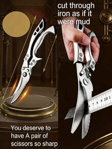 Heavy Duty Stainless Steel Kitchen Scissors, Sharp Multi-Purpose Food Shears For Chicken Bone Meat Vegetable, Holiday Kitchen Gadget Gift For Thanksgiving Christmas - Multicolor - View 1