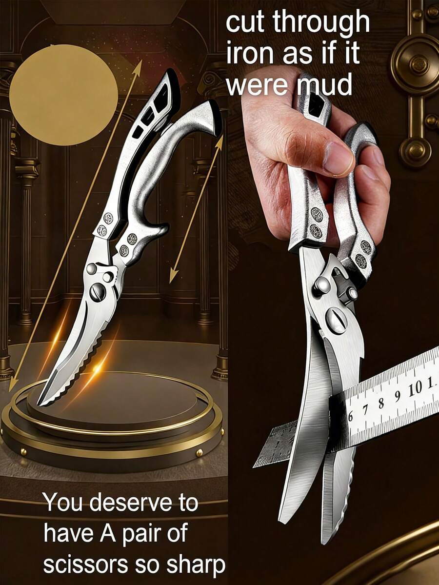 Heavy Duty Stainless Steel Kitchen Scissors, Sharp Multi-Purpose Food Shears For Chicken Bone Meat Vegetable, Holiday Kitchen Gadget Gift For Thanksgiving Christmas - Multicolor - View 1
