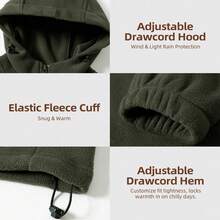 Mubberry Mens Fleece Jacket Full Zip With Hood Pockets Warm Lightweight Winter Jacket - 淺綠色 - 查看 9