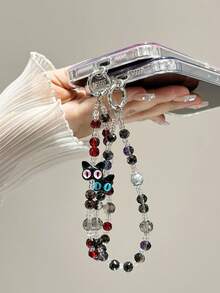 猫眼水晶手机挂绳，手机腕带，短款手机挂饰 - 彩色 - 查看 5