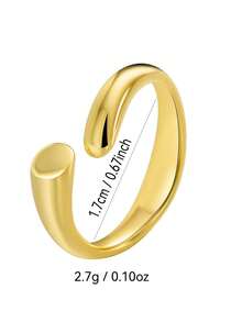 Charm-In Minimalist Smooth Plated Gold Open Ring For Women, Versatile For Everyday Wear, Stackable, Gift For Girlfriend, Friend - Gold - View 2