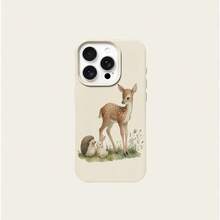 1个TPU材质清新鹿、兔、刺猬图案手机壳，兼容 17 Pro Max/17/16 Pro Max/15/13/12/11、S20 FE/A15/S24/A55，兼容Note 11/12/13 Pro，全包防摔软壳保护套 - 白色 - 查看 5