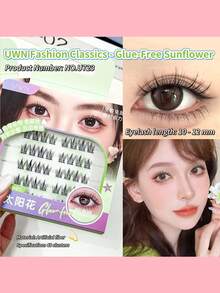 UWN Glue Free False Eyelashes 11-12 Mm Lightweight Reusable Comic Style Natural Volume Save Time Daily Party Makeup - Fluffy Lashes - View 9