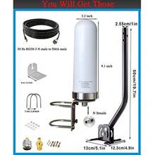 Antenas 5G 4G LTE para exteriores Omni Direccional Celular 5G WiFi Antena de largo alcance SMA N Macho ts9 Antena 4G LTE Banda ancha externa 698-6000MHz 10dBi con poste de cable kit completo - blanco - Ver 3