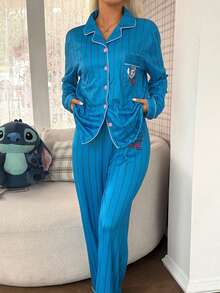 Disney Stitch Print Pajama Set - Multicolor - View 3