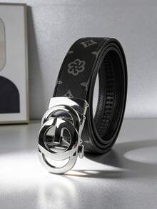 男士奢华商务真皮皮带一条，合金自动扣，印花皮带，适合日常穿着，是馈赠佳品。 - 彩色 - 查看 7