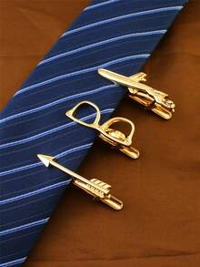 1pc Punk Style Personalized Gold-Tone Tie Clip, Suitable For Men's Formal Occasions - Gold - View 2