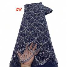 Vải ren thêu Nigeria chất lượng cao của Pháp, vải ren thêu sequin kiểu châu Phi dành cho chú rể, chất liệu may váy cưới. - A - Xem 11
