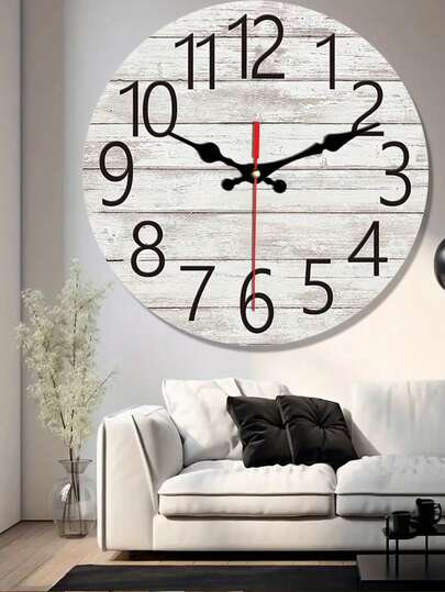 1pc 10inch/12inch Wooden Round Wall Clock, Vintage Creative Design, Suitable For Home, Bedroom, Living Room, Office, School Decor, Silent Non-Ticking, Christmas, Thanksgiving, New Year Home Decoration