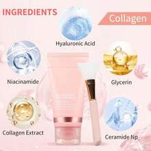 Collagen Overnight Wrapping Peel Off Facial Mask Pack - Elasticity & Hydration Care, Reduces Sagging & Dullness - Hydrolyzed Collagen For Glowing Skin - Korean Skin Care, Face Masks Skincare - 粉色 - 查看 8