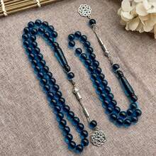 1 pièce Bracelet de chapelet unisexe à 33/45 perles, convient aux couples, décoration décontractée, grains de prière musulmans, couleur unie, élégant - Multicolore - Voir 9