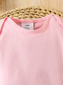 Baby Boy Casual Slogan Print Short Sleeve Romper - Pink - View 3