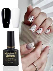 2瓶8毫升黑白凝胶指甲油，黑白凝胶指甲油，可卸UV凝胶指甲油，美甲DIY美甲沙龙居家礼品 - 黑與白 - 查看 6