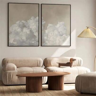 Canvas Wall Poster , Beige Cloud Wall Art Prints, Neutral Wall Decor, Abstract Art, Minimalist Living Room & Bedroom Wall Decor, Optional Frame