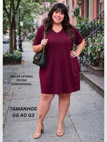 Comfortable Basic Black Striped Midi Summer Dress, Loose And Casual Style, Ideal For Airport, Old Money Style, Teacher's Clothes, Church Dresses For Women, Plus Size Curvy Dress - 紫紅色 - 查看 1