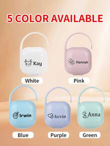 1/2 Custom Name Pacifier Organizer, Personalized Pacifier Organizer, Customizable Pacifier Organizer Gift, PP Plastic Pacifier Box, Portable Pacifier Teether Box, 9.5x6 Cm, Pink/Green/Purple/Blue/White, 15 Logos Available, Space-Saving - Style a - View 4