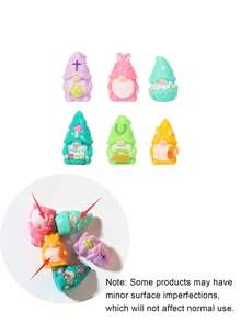 12/24个迷你树脂兔子摆件，迷你复活节兔子装饰品，适用于DIY仙境花园、生日派对礼物、微景观工艺品、玻璃容器、盆栽植物装饰、汽车内饰配件、家居装饰、书架、客厅场景、复活节主题派对、礼品袋填充物 - 彩色 - 查看 8