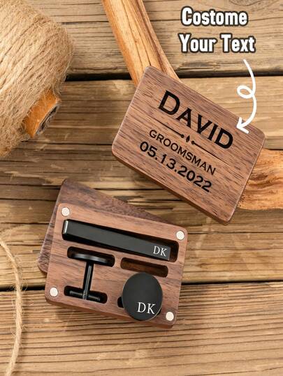 1 Set Personalized Cufflinks And Tie Clip, Ideal Gift For Father And Husband, Suitable For Father's Day, Wedding Anniversary, Thanksgiving, Christmas, Valentine's Day, Wedding Party