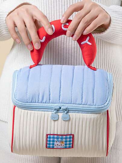 Cute Cartoon Style Handheld Cosmetic Bag, Portable Makeup Pouch, Travel Toiletry Bag, Cosmetic Storage Organizer, Travel Essential, Beach Trip Accessory, Cruise Essential, School Supply, Bridesmaid Gift