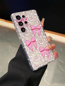 1个樱桃蝴蝶结图案，气囊透明防摔手机保护壳，TPU材质，可作为节日礼物赠送，男女通用，适用于三星S25/S25 Plus/S25 Ultra/S24 Ultra/S24/S23 Ultra/S23/S22 Ultra/S22 - 彩色 - 查看 3