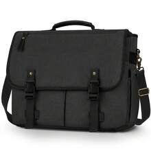 NEWHEY 15.6 Inch Laptop Canvas Briefcase For Men, Large Capacity With Adjustable Shoulder Strap - Multicolor - View 13