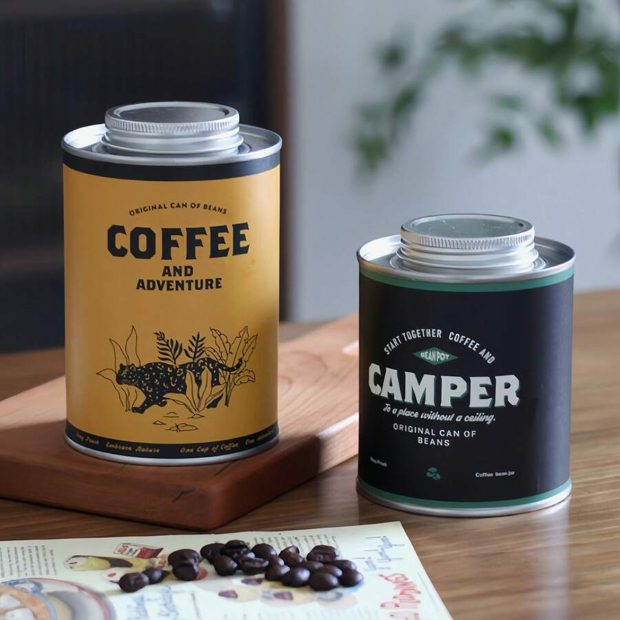 Recipiente de almacenamiento de café de alta calidad con válvula de desgasificación unidireccional - Recipiente sellado herméticamente apto para granos de café, hojas de té, productos secos, especias | Lata de metal resistente a los rayos UV para la cocina, la despensa, el campamento al aire libre - Multicolor - Ver 1