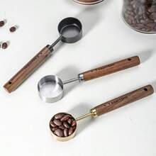 1pc Stainless Steel 15ML Coffee Powder Scoop, Walnut Handle Coffee Bean Measuring Spoon - Multicolor - View 8