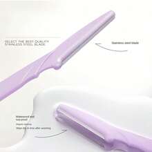 10/30/40pcs Set Exfoliating, Hair Removal & Trimming Tools, Body & Facial Hair Grooming Kit With Long Handle Blades And Precision Guards, Suitable For Women Eyebrow Shaping, Home Or Travel Use - Purple - View 4