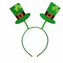 1pc Green Glitter Ribbon Trim Large Party Hat, Irish Festival St. Patrick's Day Party Decoration Headband, Suitable For Carnival Holidays Or Party Costumes - Green - View 4