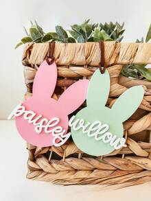 Thẻ giỏ quà Phục Sinh cá nhân hóa, Nhãn giỏ quà Phục Sinh hình thỏ bằng acrylic, Thẻ thỏ Phục Sinh tùy chỉnh, Bảng tên cá nhân hóa, Thẻ thỏ giỏ quà Phục Sinh, Thẻ giỏ quà Phục Sinh, Nhãn Phục Sinh cá nhân hóa, Bảng tên hình thỏ, Thẻ tên giỏ quà Phục Sinh, Thẻ quà tặng Phục Sinh - trang trí chữ hình đầu thỏ - Xem 4