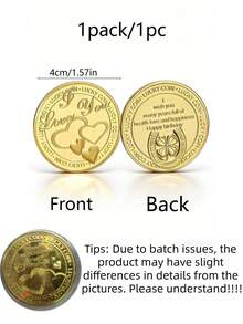 1 pieza Moneda conmemorativa de doble oro con texto "Te amo", con patrón de herradura de trébol, portátil, que significa buena suerte, expresando gratitud, regalo de cumpleaños con forma de corazón, recuerdo para amante o amigo, regalo de aniversario, regalo del Día de San Valentín - Multicolor - Ver 8
