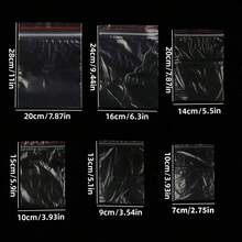 100入組/袋不同尺寸加厚透明拉鍊袋,紅邊裝飾,由 Pe 製成,可重複使用的密封袋,非常適合零食、種子、珠寶、服裝配件包裝 - 無色 - 查看 2