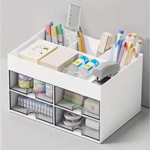 Organizador de maquillaje de escritorio con 4 cajones: Resuelve perfectamente sus necesidades de almacenamiento para cosméticos, brochas, productos para el cuidado de la piel. Caja de almacenamiento con estilo de cajón de acrílico para el escritorio del dormitorio - multicolor - Ver 5