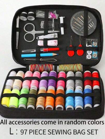 1 Bộ dụng cụ may vá di động, 10 món/bộ phụ kiện may vá bao gồm hộp chỉ, kim, dụng cụ xỏ chỉ, vật tư may vá thủ công (màu ngẫu nhiên), bộ dụng cụ may vá du lịch di động với kim, chỉ, kéo và các vật dụng sửa chữa khẩn cấp khác, phụ kiện may vá cơ bản nhiều màu sắc để sửa chữa nhanh chóng.