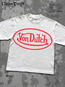 NeonDrift Double-Sided Printing Men's T-Shirt Men's Short-Sleeve T-Shirt 35% Cotton Fabric Soft & Skin-Friendly Unisex Style Gifts For Spring Festival, Valentine's Day, St. Patrick's Day & World Cup-Van Dutch Dragon Print Men T Shirt Classic Americana Style Graphic Tee Streetwear Fashion Casual Wear For Car Enthusiasts And Vintage Culture Lovers - 白色 - 查看 2