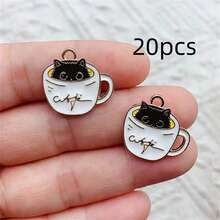 10/20pcs Zinc Alloy Cute Cat Shaped Pendant, Suitable For DIY Earring, Bracelet, Necklace, Keychain Jewelry Making - Multicolor - View 7