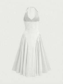 Elegant Backless Halter Neck Dress, Suitable For Commuting And Dating Party - White - View 8