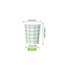 Green & White Plaid Disposable Plates, Napkins, Cups - 8 Guest Party Supplies Set, Disposable Paper Plates Suitable For Birthday, Wedding, Theme Party, Family Picnic - Multicolor - View 7